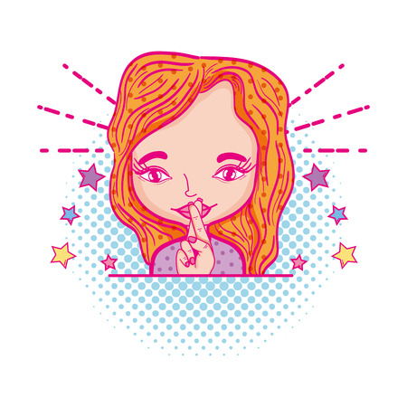 woman with support hand gesture and stars vector illustrationのイラスト素材