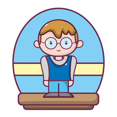 smile boy with hairstyle and glasses design vector illustrationのイラスト素材