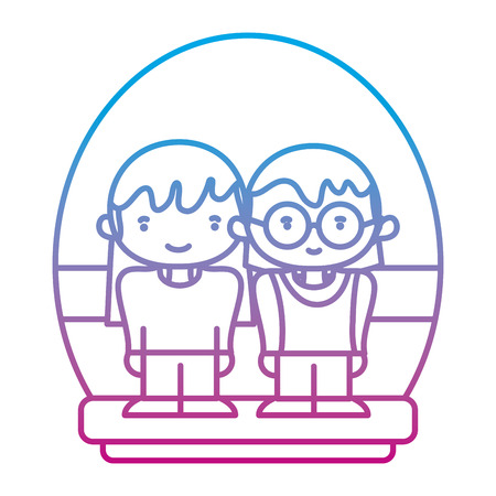 degraded line nice girls with casual clothes and hairstyle vector illustrationのイラスト素材