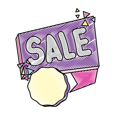 doodle sale special shop offer label vector illustrationのイラスト素材