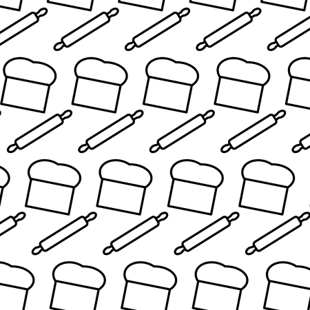 line rolling pin and chef hat background vector illustrationのイラスト素材