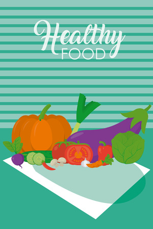 Fresh and healthy vegetables on tablecloth vector illustration graphic designのイラスト素材