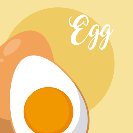 Egg cooked half cut over yellow background vector illustration graphic designのイラスト素材