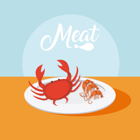 Crab and shrimps on dish vector illustration graphic designのイラスト素材
