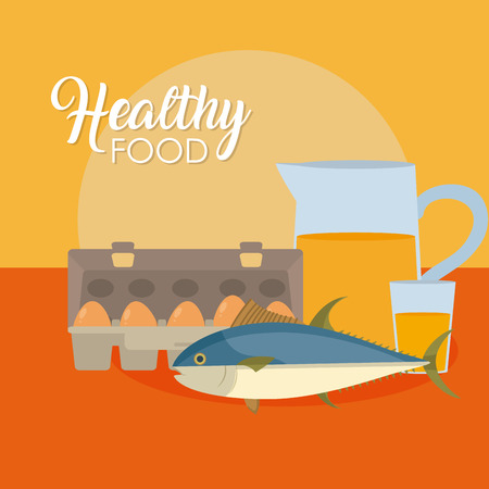 Juice with fish and eggs vector illustration graphic designのイラスト素材