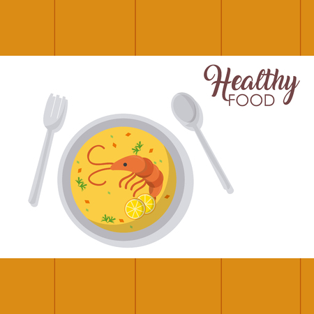 Delicious soup over tablecloth healthy food vector illustration graphic designのイラスト素材