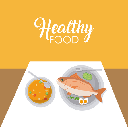 Delicious fish and soup seafood vector illustration graphic designのイラスト素材