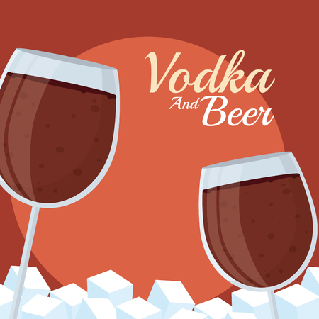 Wine glass cups with ice cubes vector illustration graphic designのイラスト素材