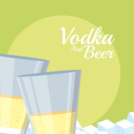 Vodka cups with ice cubes vector illustration graphic designのイラスト素材