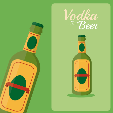 Beer bottle over green background vector illustration graphic designのイラスト素材