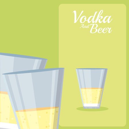 Vodka and beer cocktails cups vector illustration graphic designのイラスト素材