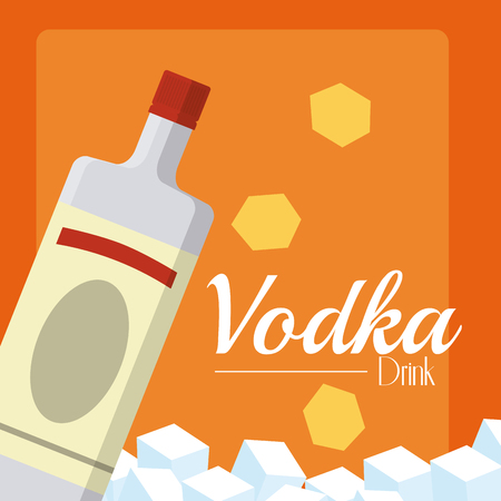 Vodka bottle with ice cubes vector illustration graphic designのイラスト素材