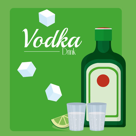 Vodka bottle with shots vector illustration graphic designのイラスト素材