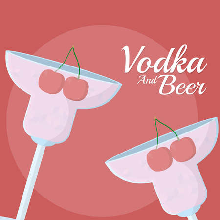 Vodka cocktails with cherry vector illustration graphic designのイラスト素材