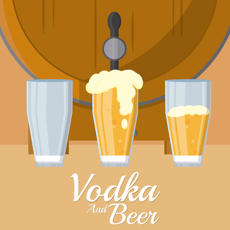 Beer barrel with cups vector illustration graphic designのイラスト素材