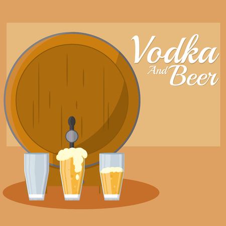 Beer barrel with cups vector illustration graphic designのイラスト素材