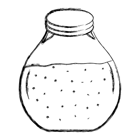 grunge mason jar with delicious healthy juice vector illustrationのイラスト素材