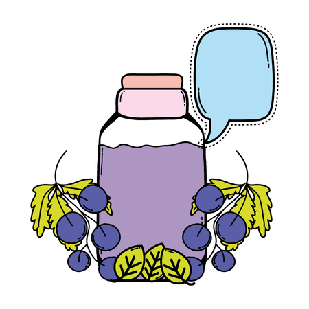color grapes juice in the jar and chat bubble vector illustrationのイラスト素材