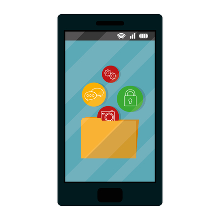 smartphone technology with folder file app vector illustrationのイラスト素材