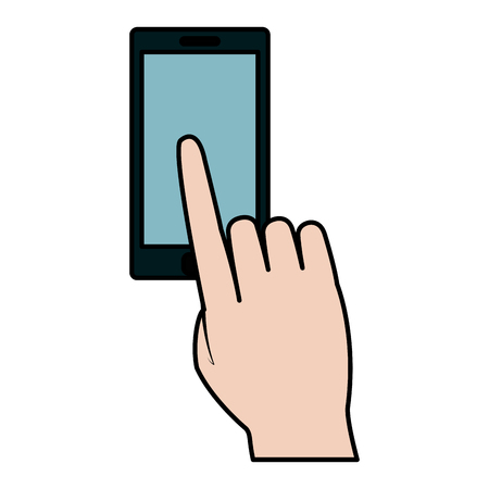 color finger tap the electronic screen martphone technology vector illustrationのイラスト素材