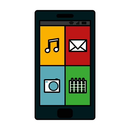 color smartphone technology with digital apps icons vector illustrationのイラスト素材