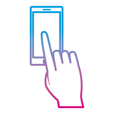 degraded line finger tap the electronic screen martphone technology vector illustrationのイラスト素材