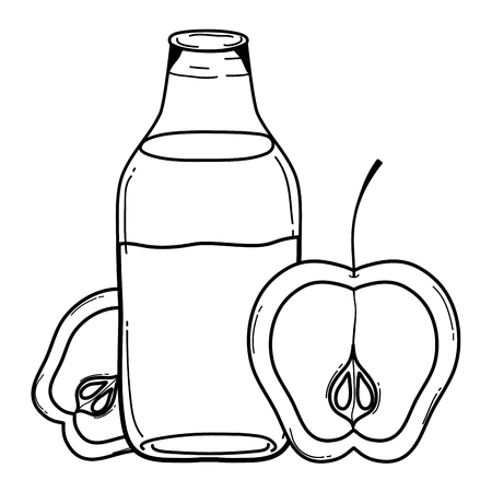 line delicious apple healthy juice in the jar vector illustrationのイラスト素材