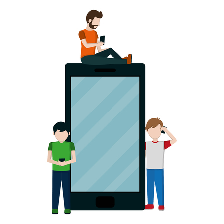 people with smartphone social communication technology vector illustrationのイラスト素材