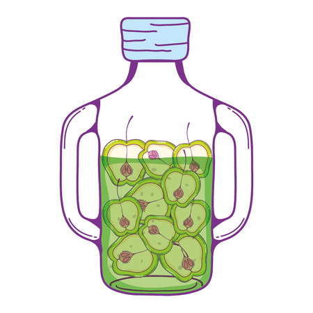 mason jar with organic apples preserve vector illustrationのイラスト素材