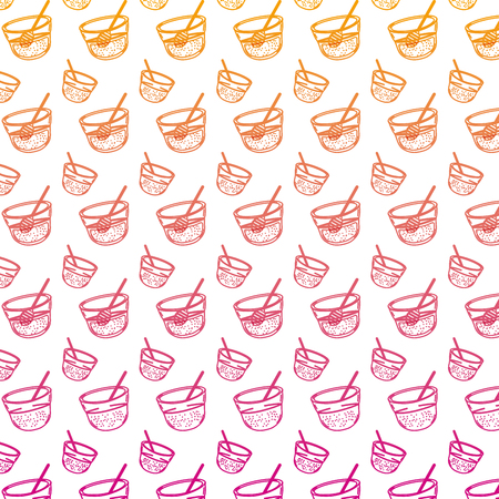 degraded line honey in the bowl with dipper tool backgroun vector illustrationのイラスト素材