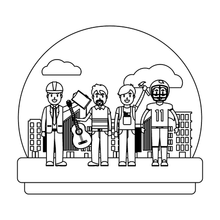 line professional people cute carrer job vector illustrationのイラスト素材