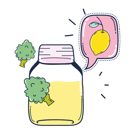 nature juice in the jar with lemon and treesのイラスト素材