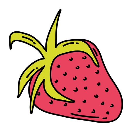 color delicious strawberry fruit organic vitamin vector illustrationのイラスト素材