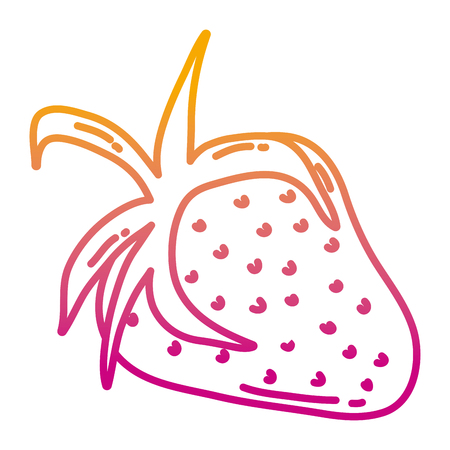 degraded line delicious strawberry fruit organic vitamin vector illustrationのイラスト素材