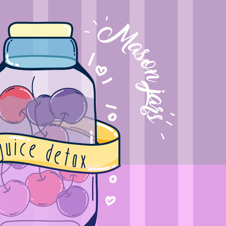 Mason jars cherries juice fruit vector illustration graphic design vector illustration graphic designのイラスト素材