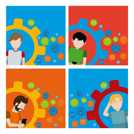 Set of mobile app cardsのイラスト素材