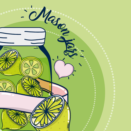 Mason jars juice fruitsのイラスト素材