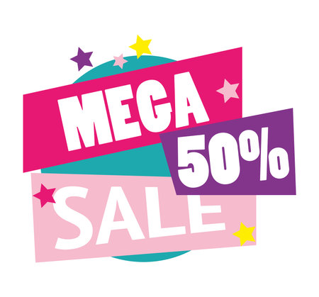 Mega sale discounts colorful shopping poster vector illustration graphic designのイラスト素材