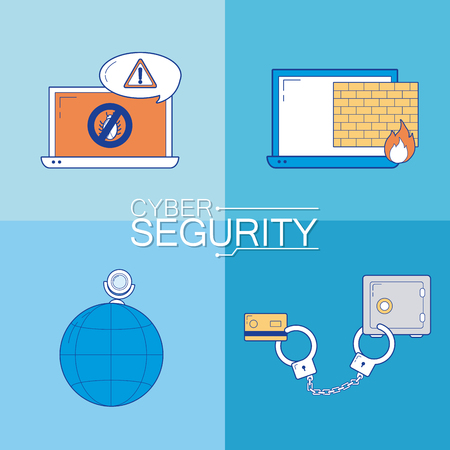 Set of cyber security icons collection vector illustration graphic designのイラスト素材