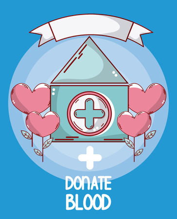 Donate blood medical tent and flowers vector illustration graphic designのイラスト素材