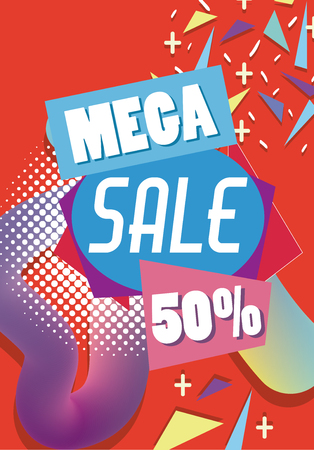 Mega sale discounts liquid and fluid poster concept vector illustration graphic designのイラスト素材