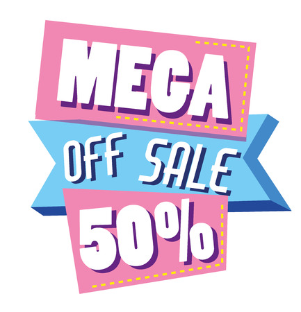 Mega sale discounts colorful shopping poster vector illustration graphic designのイラスト素材