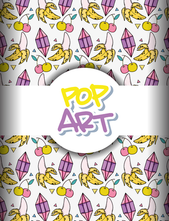 Pop art background with diamond bananas and cherries vector illustration graphic designのイラスト素材