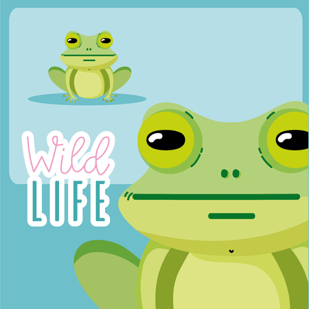 Frog wildlife animal cute cartoon vector illustration graphic designのイラスト素材