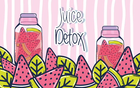 Fruit juice detox watermelon in mason jar vector illustration graphic designのイラスト素材
