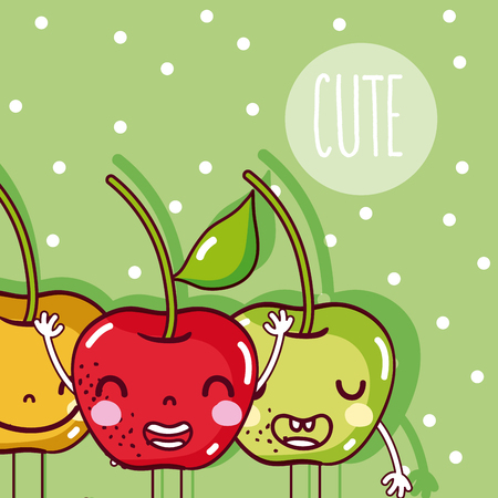 Cute apple friends fruits cartoons vector illustration graphic designのイラスト素材