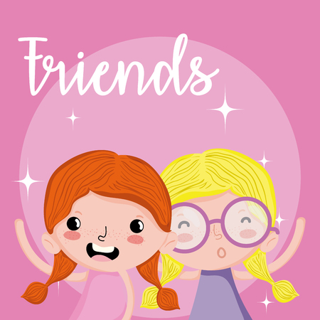 Beautiful girls friends cartoons vector illustration graphic designのイラスト素材
