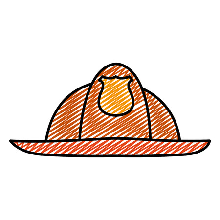 doodle emergency firefighter helmet equipment protection vector illustrationのイラスト素材