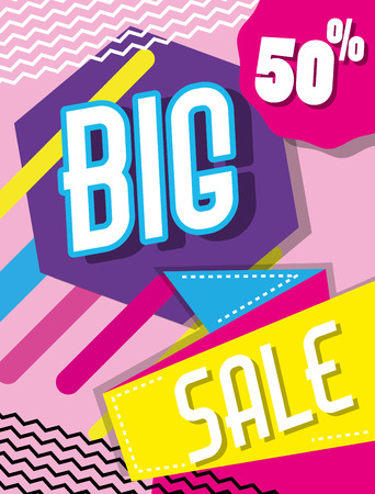 Big sale discounts colorful shopping poster vector illustration graphic designのイラスト素材