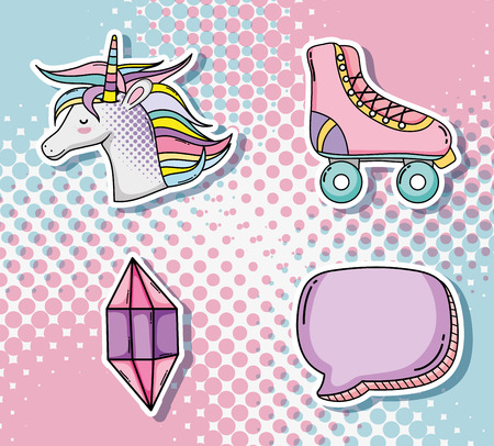 Set of pop art cartoons icons vector illustration graphic designのイラスト素材